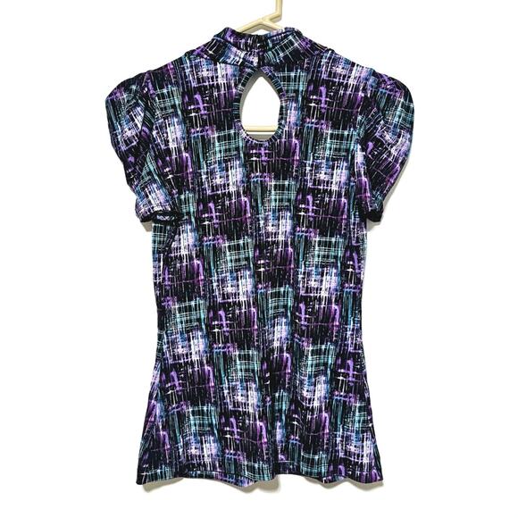 IZ Byer California Blouse Cowl Neck Short Sleeve Keyhole Back Women's Size S - Picture 2 of 5